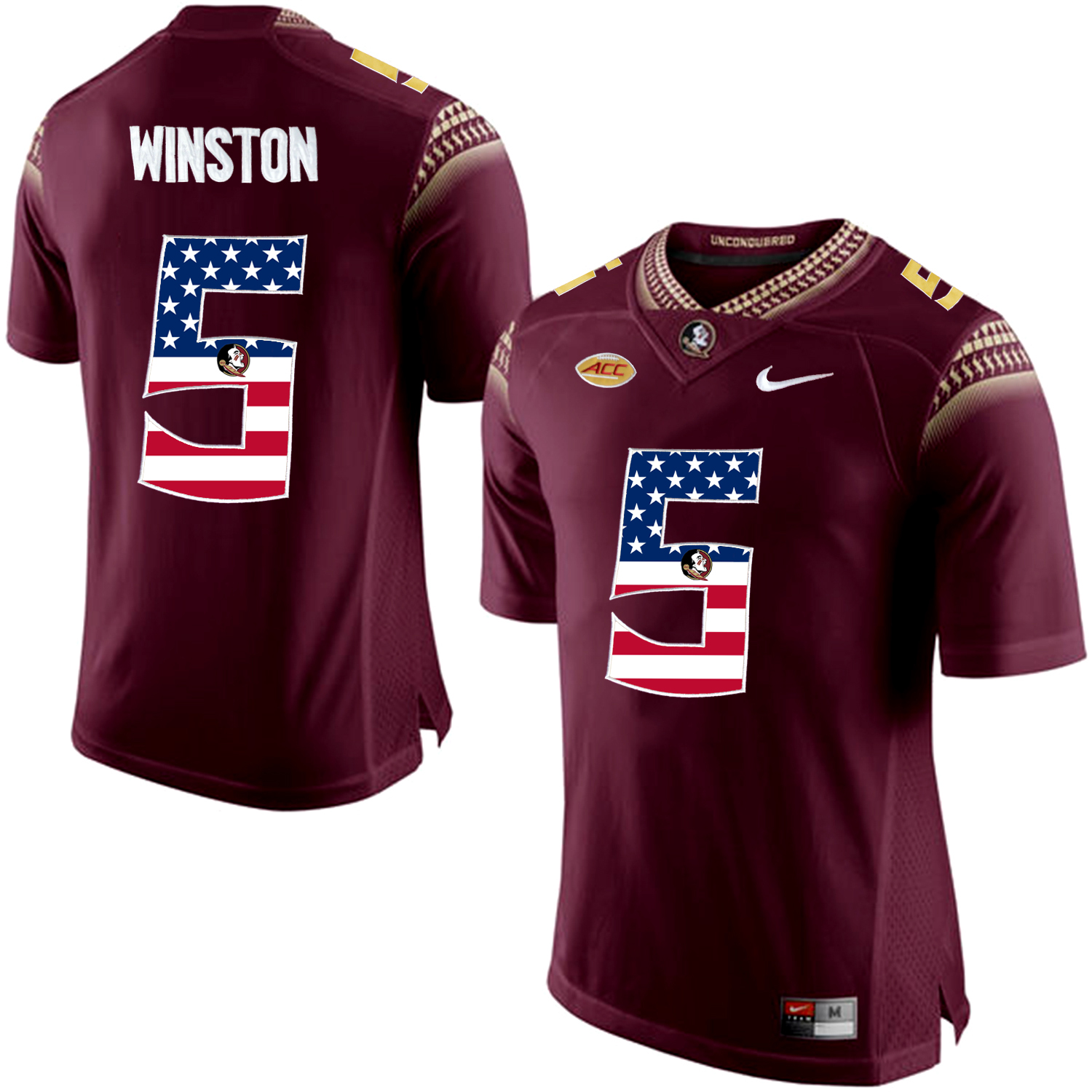 US Flag Fashion Men Florida State Seminoles Jameis Winston #5 College Football Limited Jersey  Red->ncaa teams->NCAA Jersey